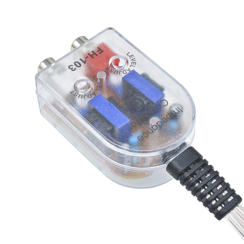 Level Car Speaker High to Low Impedance Converter Adapter 2 Channel RCA Line Out